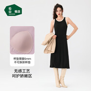 松山棉店商場(chǎng)同款二合一女士睡裙短袖小薄荷羅紋舒適親膚彈力夏季睡衣 帶杯背心裙-黑色 M （160）