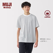 無(wú)印良品（MUJI）男式天竺編織圓領(lǐng)短袖T恤男士打底衫男款休閑上衣夏季男裝 白色條紋 XL (180/104A)