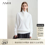 AMII2024冬新款奢柔溫暖交疊高領(lǐng)仿貂絨蝙蝠袖毛衣女寬松藏肉上衣 奶油白 155/80A/S