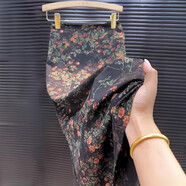 抱抱小姐誰(shuí)穿誰(shuí)好看放心入感碎花氣質(zhì)直筒裙顯瘦百搭包臀半身裙子女 黑色碎花 S 建議95斤內