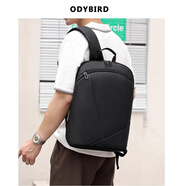 歐迪鳥(niǎo)（ODYBIRD）筆記本電腦包男雙肩包背包大容量書(shū)包初高中大學(xué)生黑色多功能男包 黑色 （皮膜面料） 30*9*40cm