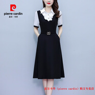皮爾卡丹（pierre cardin）設(shè)計感法式小個子雪紡連衣裙女夏季2025新款收腰顯瘦氣質(zhì)襯衫裙子 黑色 2XL 建議121-135斤