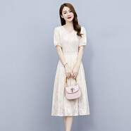 棉致杭州大牌真絲連衣裙女夏季2025新款高端洋氣質(zhì)顯瘦桑蠶絲長(cháng)裙子 杏色 L 100-110斤