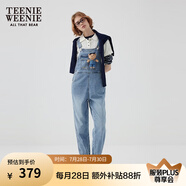 Teenie Weenie【天絲混紡】小熊女春季元?dú)鈺r尚牛仔連體長褲背帶褲 中藍(lán)色 XS (155)