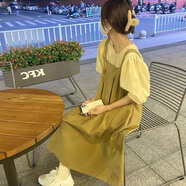 FHHUABD奶系穿搭一整套背帶連衣裙女夏天微胖減齡淑女氣質(zhì)襯衫小個(gè)子套裝 襯衫+背帶裙[實(shí)物淺杏色] S105斤內 均碼