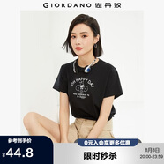 佐丹奴 女裝T恤 棉質(zhì)針織大象的日常印花圓領(lǐng)短袖 13394204 黑