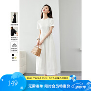 梵希蔓簡約通勤黑色短袖連衣裙女2025年夏季新款收腰顯瘦小黑裙子 M6986 白色 M