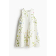 HM2025夏季新款女裝時(shí)尚休閑植物印花百搭直筒連衣裙1292353 白色/花卉 L 170/104L