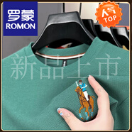 羅蒙（ROMON）華夫格圓領(lǐng)男士長(zhǎng)袖T恤秋季新款濮森拉夫·勞倫馬球刺繡高端衛(wèi)衣 綠色 D26618 M 48