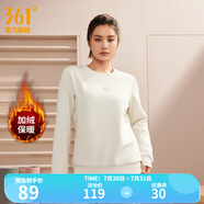 361度運(yùn)動(dòng)衛(wèi)衣男秋冬新款加絨圓領(lǐng)套頭運(yùn)動(dòng)絨上衣男簡約百搭服飾御寒保 【加絨女】奶糖白【4801D】 L
