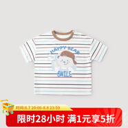 巴厘小豬男童t恤夏季短袖條紋兒童體恤女童薄款休閑衣服超萌可愛寶寶上衣 咖藍(lán)黑條 咖藍(lán)黑條 100