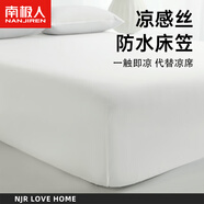南極人（Nanjiren）超彈力冰絲床笠180x200涼席冰絲席夏天專(zhuān)用a類(lèi)母嬰夏季單人涼席子 白色【A類(lèi)涼感超彈力床笠】 雙人床 180cm*200cm 用于1.5/1.8
