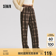 森馬（Semir）休閑褲女格紋闊腿褲復古風潮流2024冬季時尚仿呢長褲109724127008