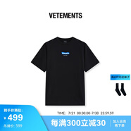 VETEMENTS正品 270g重磅立體印花純棉100%高端輕奢t恤男女士潮牌寬松半短袖 黑色 XL