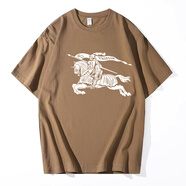博柏利（BURBERRY）春夏全棉男士戰(zhàn)馬潮牌圓領(lǐng)潮流百搭休閑短袖T恤 棕色 S