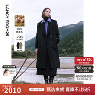 朗姿純羊毛冬季新款氣質(zhì)高級感通勤中長(cháng)款顯瘦毛呢外套上衣 黑色2 L