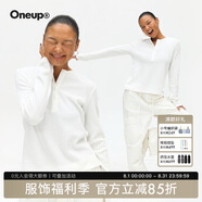 ONEUP華夫格亨利領(lǐng)t恤長(cháng)袖美式復古顯瘦修身打底衫白色百搭休閑上衣 白色 S