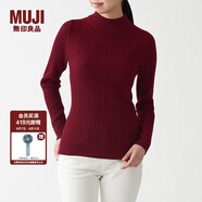 無(wú)印良品 MUJI 女式 寬羅紋 可水洗 半高領(lǐng)毛衣長(cháng)袖針織衫 BAA02A1A 紫紅色 XS