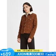 Levi's李維斯女士牛仔夾克豹紋休閑短外套潮流 A23670000 Scratchy Leopard Ginger  XS