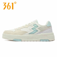 361°啟航板鞋女鞋帆布鞋361度時(shí)尚潮休閑鞋輕便防滑運動(dòng)鞋子女小白鞋 羽毛白/薄紗藍 37