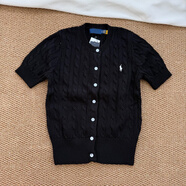 POLO SPORT保羅RL拉夫針織短袖開衫純色小馬刺繡圓領(lǐng)上衣11色可選 黑色 S