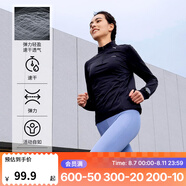 迪卡儂（DECATHLON）速干衣速干長袖女春夏季跑步長袖瑜伽服寬松訓練健身服運動T恤 經(jīng)典黑（速干+手表可視窗） XL