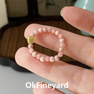 OkFineyard純銀愛心戒指女天然紅紋石黑曜石串珠小眾設(shè)計(jì)情侶對(duì)戒 怦然心動(dòng)戒指-3mm天然紅紋石愛心（S925銀鍍金 本店采大陸版戒指尺碼