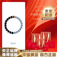 中國黃金玉髓狐貍面具守護(hù)靈狐新中式吊墜項(xiàng)鏈父親節(jié)禮物送女友 8mm黑曜石藍(lán)玉髓虎眼石手串