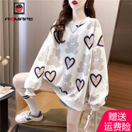 AEMAPE加絨加厚連帽衛(wèi)衣女2025春秋季新款寬松小香風設計感外套 白色_圓 領_春秋薄款 M _建議110斤內(nèi)