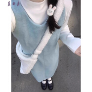 美安嘉海鹽風(fēng)小清新甜美減齡奶呼呼毛呢背心連衣裙女春季氛圍感疊穿套裝 【套裝】藍(lán)色背心裙+白色上衣 S 【關(guān)注店鋪+小禮物】