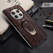 華為（HUAWEI）【品質(zhì)原裝】適用于mate50pro手機(jī)殼真皮mate40支架皮套商務(wù)男女 真皮鱷魚紋-棕色手機(jī)殼(支架款) 華為mate9pro