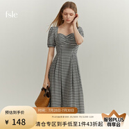 FANSILANEN范思藍恩22FS2124法式格子吊帶連衣裙女夏季長款甜美氣質(zhì)顯瘦裙子 長款黑白格 XS