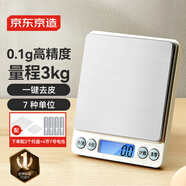 京東京造 電子秤 廚房秤克重稱(chēng)食物秤烘焙家用0.1g/3kg（配4節(jié)7號(hào)電池）