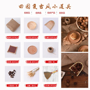 哲圖 美食攝影套裝食品拍照道具白色ins北歐風(fēng)拍攝背景布創(chuàng  )意幼兒園午餐中秋月餅中式菜品拍照背景道具 #54田園復古風(fēng)