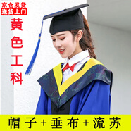 勤思路碩士服學(xué)士服畢業(yè)禮服學(xué)位服大學(xué)生男女演出服醫(yī)科可定制學(xué)院服 碩士服-黃色工科-塑料帽 L 建議135-180斤