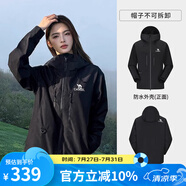 駱駝（CAMEL）硬殼沖鋒衣男女戶外防水登山服輕量單層外套 A14BA31187，幻影黑，男女同款 M
