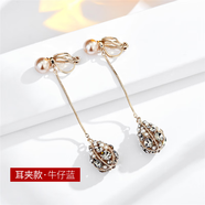 CAROMAY復古巴洛克耳環(huán)耳夾輕奢耳墜生日情人節禮物送女友老婆表白首飾品 耳夾款·牛仔藍