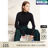 AMII秋冬新款100全羊毛毛衣堆堆領(lǐng)高領(lǐng)套頭上衣女打底針織衫 黑色 155/80A/S