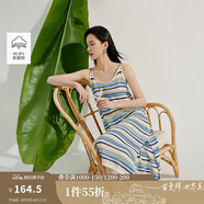 茵曼（INMAN）彩虹條紋針織吊帶裙2025夏季女裝新品V領(lǐng)無袖內(nèi)搭連衣裙長裙 彩虹藍(lán) S