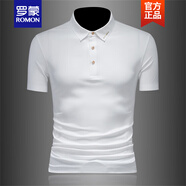 羅蒙（ROMON）夏季無(wú)痕冰絲polo衫男士短袖修身商務(wù)休閑燙金字母翻領(lǐng)半袖t恤男 T0703白色 L