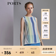 PORTS寶姿春夏新品女裝條紋圓領(lǐng)無袖開叉針織套頭衫SM8K800HKX002 北極藍 S