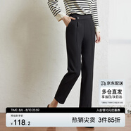 尚都比拉設(shè)計(jì)感不對稱腰袢休閑褲女小個(gè)子百搭顯瘦九分褲子 黑色 L 