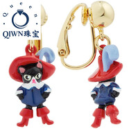 QIWN2025年新款穿靴子的貓系列戴帽子的貓耳釘甜酷風(fēng)耳飾品 耳夾