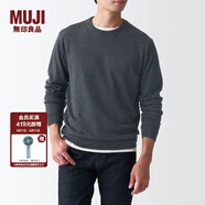 無(wú)印良品（MUJI）男式 美利奴羊毛 可水洗 圓領(lǐng)毛衣 AAA03A1A 長(cháng)袖針織衫 深灰色 XS