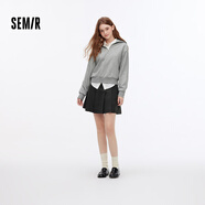 森馬（Semir）半身裙女百搭學(xué)院風(fēng)顯瘦短裙俏皮小個(gè)子秋灰色格子百褶裙時(shí)尚 灰色調00422 XS