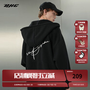 BJHG不計(jì)后果春秋簡(jiǎn)約刺繡加絨開衫連帽衛(wèi)衣男潮牌歐美風(fēng)寬松情侶外套 黑色 S
