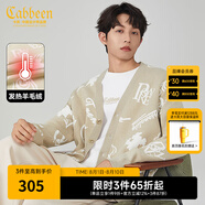 卡賓男裝 字母提花線衫外套2024秋新款寬松針織衫舒適時(shí)尚H 卡其色35 L /175/50