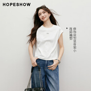 紅袖（hopeshow）女士休閑圓領(lǐng)短袖T恤上衣  90125130203 本白色 M