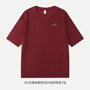 卡帝樂鱷魚旗鑒店純棉短袖T恤夏季寬松大碼休閑百搭半袖體恤潮男女 酒紅色 M