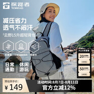 探路者云野雙肩背包戶外徒步旅游登山包15L輕量化透氣耐磨通勤書包 灰綠